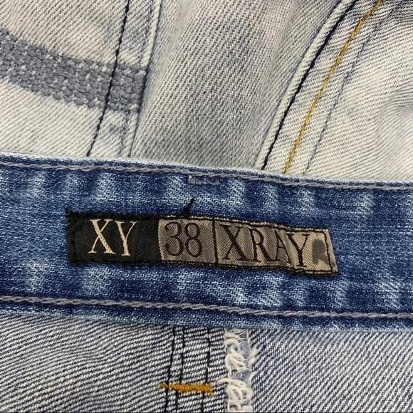 X Ray Mens Jeans 38 Blue Light Wash  Distressed Straight‎ Leg 100% Cotton  H08 - Picture 7 of 11